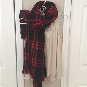 Black and Red Plaid Blanket Scarf